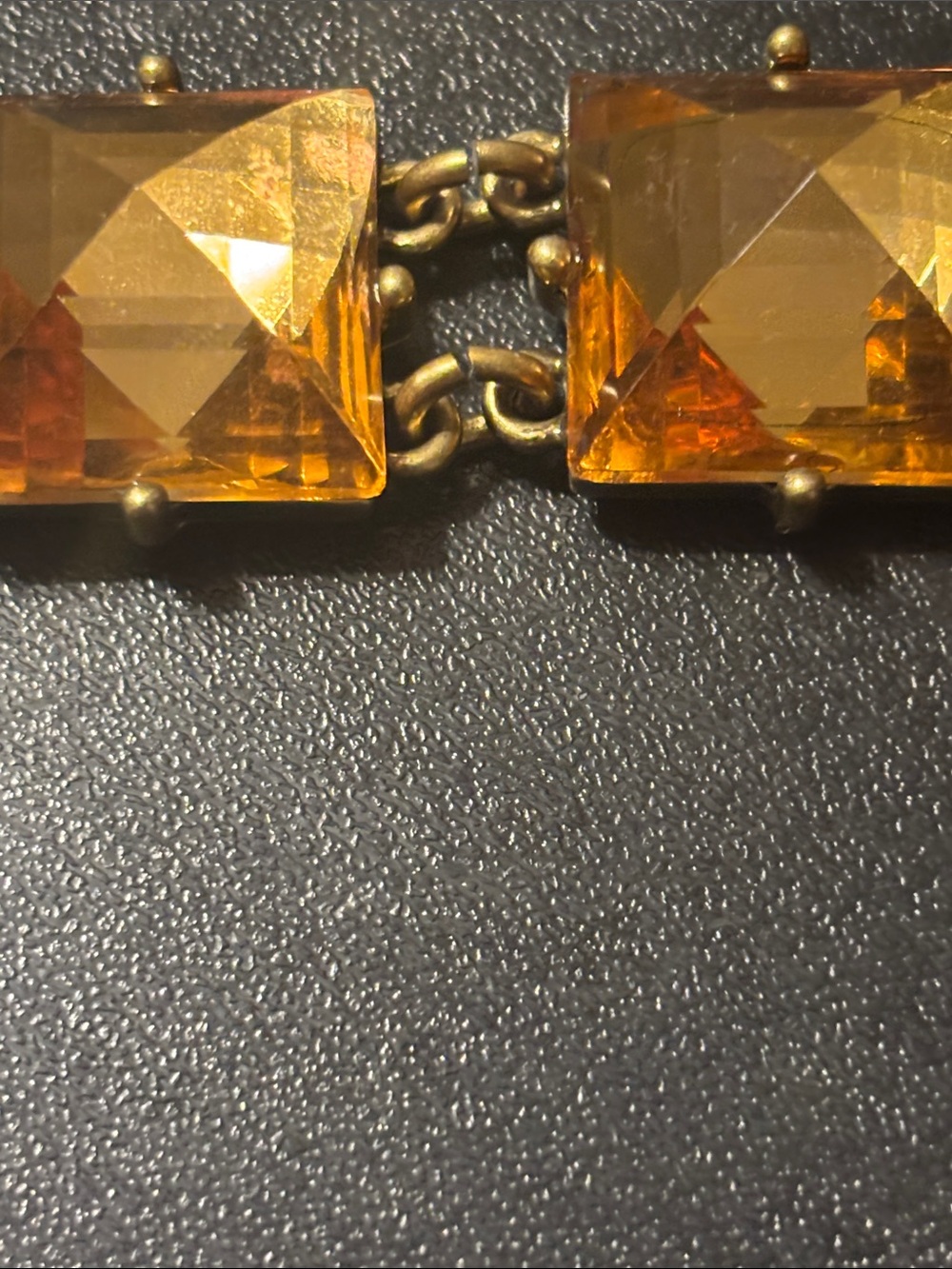 Vintage J. Crew Amber Crystal Link Bracelet Faceted Pyramid Glass - Picture 15 of 17